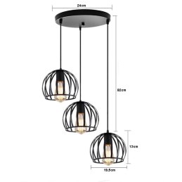 Lampa wisząca metalowa AT15-3SZ-Black – 3 klosze