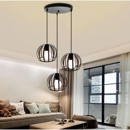 Lampa wisząca metalowa AT15-3SZ-Black – 3 klosze