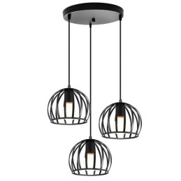Lampa wisząca metalowa AT15-3SZ-Black – 3 klosze
