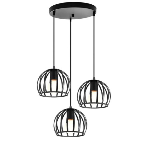 Lampa wisząca metalowa AT15-3SZ-Black – 3 klosze