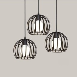 Lampa wisząca metalowa AT15-3SZ-Black – 3 klosze