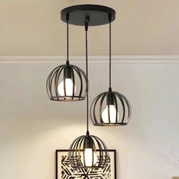 Lampa wisząca metalowa AT15-3SZ-Black – 3 klosze