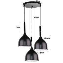 Lampa sufitowa AT19-3SZ-Black - 3 klosze, industrialna