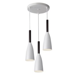 Lampa sufitowa AT23-3SZ-White – 3 klosze, biało-drewniana