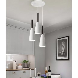 Lampa sufitowa metalowa klosz wisząca AT23-3SZ-White
