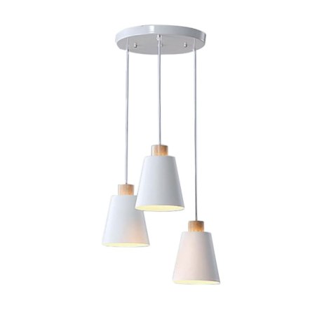 Lampa sufitowa metalowa klosz lite drewno wisząca AT25-3SZ-White