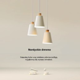 Lampa sufitowa metalowa klosz lite drewno wisząca AT25-3SZ-White