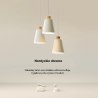 Lampa sufitowa metalowa klosz lite drewno wisząca AT25-3SZ-White