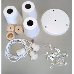 Lampa sufitowa metalowa klosz lite drewno wisząca AT25-3SZ-White