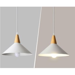 Lampa sufitowa metalowa klosz lite drewno wisząca AT33-3SZ-White