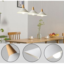 Lampa sufitowa metalowa klosz lite drewno wisząca AT33-3SZ-White