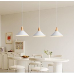 Lampa sufitowa metalowa klosz lite drewno wisząca AT33-3SZ-White