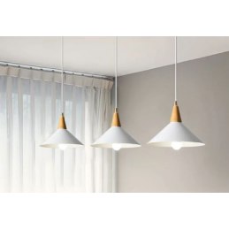 Lampa sufitowa metalowa klosz lite drewno wisząca AT33-3SZ-White