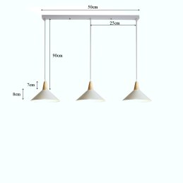 Lampa sufitowa metalowa klosz lite drewno wisząca AT33-3SZ-White