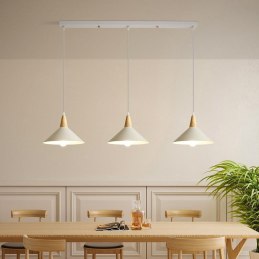 Lampa sufitowa metalowa klosz lite drewno wisząca AT33-3SZ-White