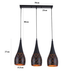 Lampa sufitowa metalowa klosz wisząca AT34-3SZ-Black