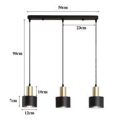 Lampa sufitowa loftowa metalowa wisząca AT36-3SZ-Black+Gold