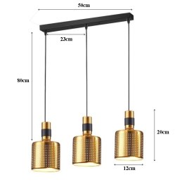 Lampa sufitowa loftowa metalowa wisząca AT37-3SZ-Gold