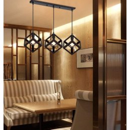 Lampa sufitowa metalowa loft sześcian wisząca AT40-3SZ-Black