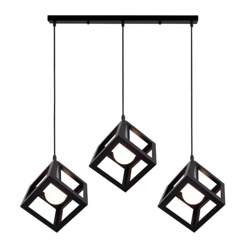 Lampa sufitowa metalowa loft sześcian wisząca AT40-3SZ-Black
