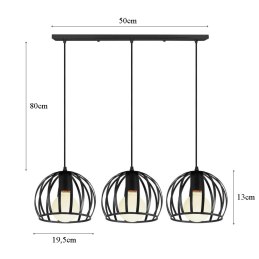 Lampa sufitowa metalowa loft klosz wisząca AT41-3SZ-Black