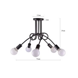 Lampa sufitowa metalowa loft supła wisząca AT42-5SZ-Black