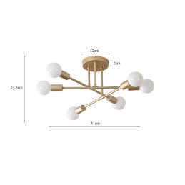 Lampa sufitowa metalowa loft vintage wisząca AT44-6SZ-Gold