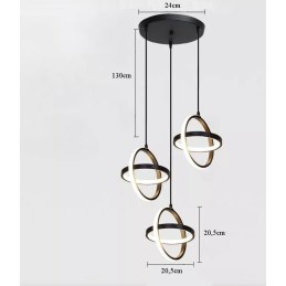 Lampa geometryczna LED klosz wisząca sufitowa AT52-3SL-Black