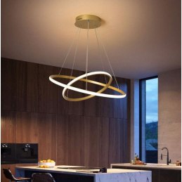 Lampa nowoczesna LED wisząca sufitowa pierścienie AT59-2KSL-Gold