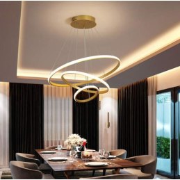 Lampa nowoczesna LED wisząca sufitowa pierścienie AT60-3KSL-Gold