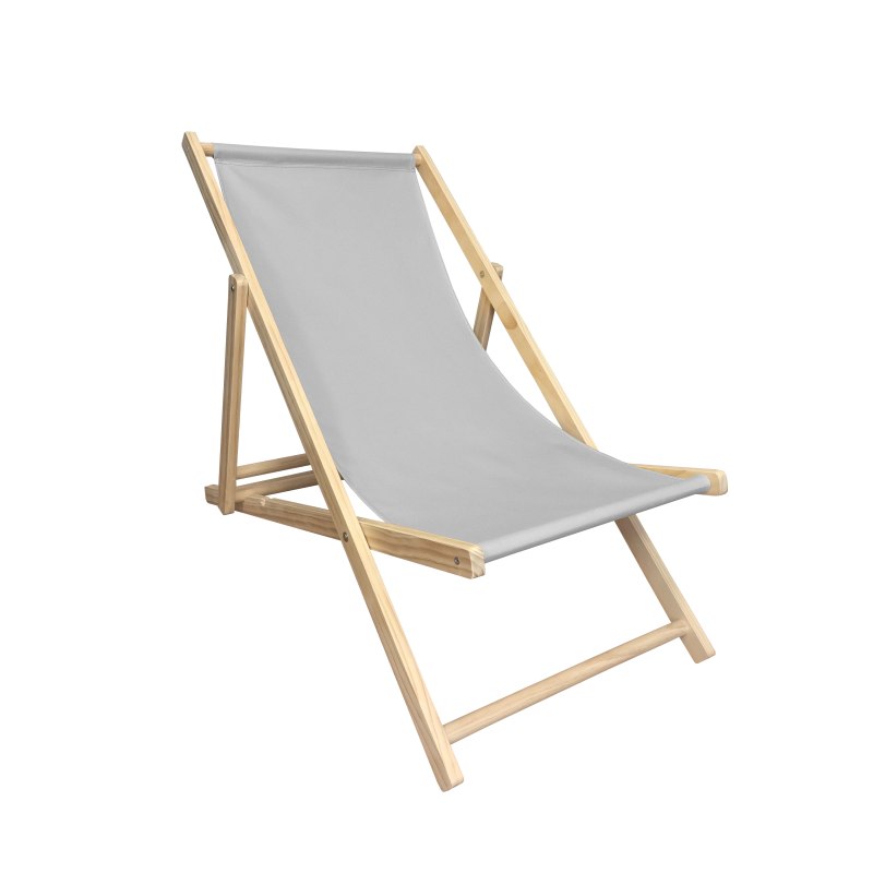 Leżak Drewniany Szary – Regulowany 3 Pozycje