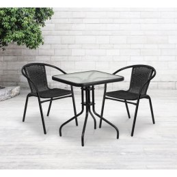 Stół stolik kwadratowy 70x70 T22 szklany metal na balkon taras do ogrodu