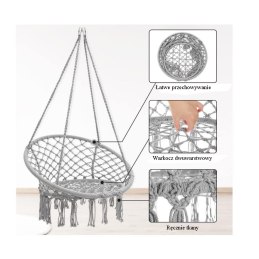 Krzesło Belgijskie B-3101C czarny – fotel wiszący Boho