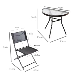Zestaw balkonowy CT191 2+1 – stolik półokrągły i 2 składane krzesła