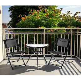 Zestaw balkonowy CT191 2+1 – stolik półokrągły i 2 składane krzesła