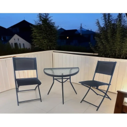 Zestaw balkonowy CT191 2+1 – stolik półokrągły i 2 składane krzesła