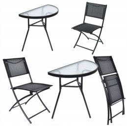 Zestaw balkonowy CT191 2+1 – stolik półokrągły i 2 składane krzesła