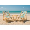 Wakacyjna Strefa Komfortu – 2 Leżaki z Drewnianym Stolikiem składanym BOHO