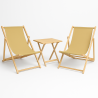Zestaw 2 leżaki drewniane i składany stolik – beżowy