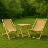 Zestaw 2 leżaki drewniane i składany stolik – beżowy