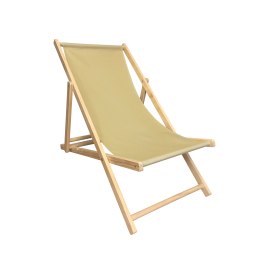 Zestaw 2 leżaki drewniane i składany stolik – beżowy