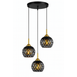 Lampa sufitowa loft AT16-3SZ-Black z bursztynowymi kloszami