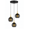 Lampa sufitowa loft AT16-3SZ-Black z bursztynowymi kloszami