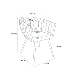 Krzesło ROSA plecione noga czarna MG06