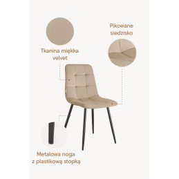 Krzesło FOX z przeszyciem noga czarna MG06