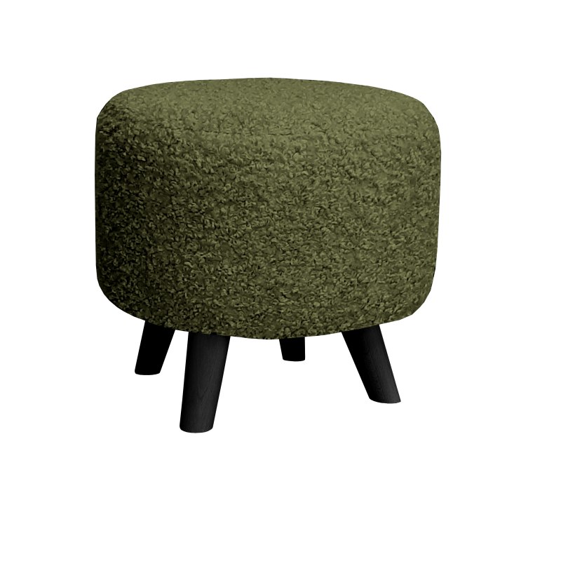 Pufa ALA tapicerowana tkanina noga drewniana