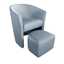 Fotel CLUB z podnóżkiem tkanina Welur