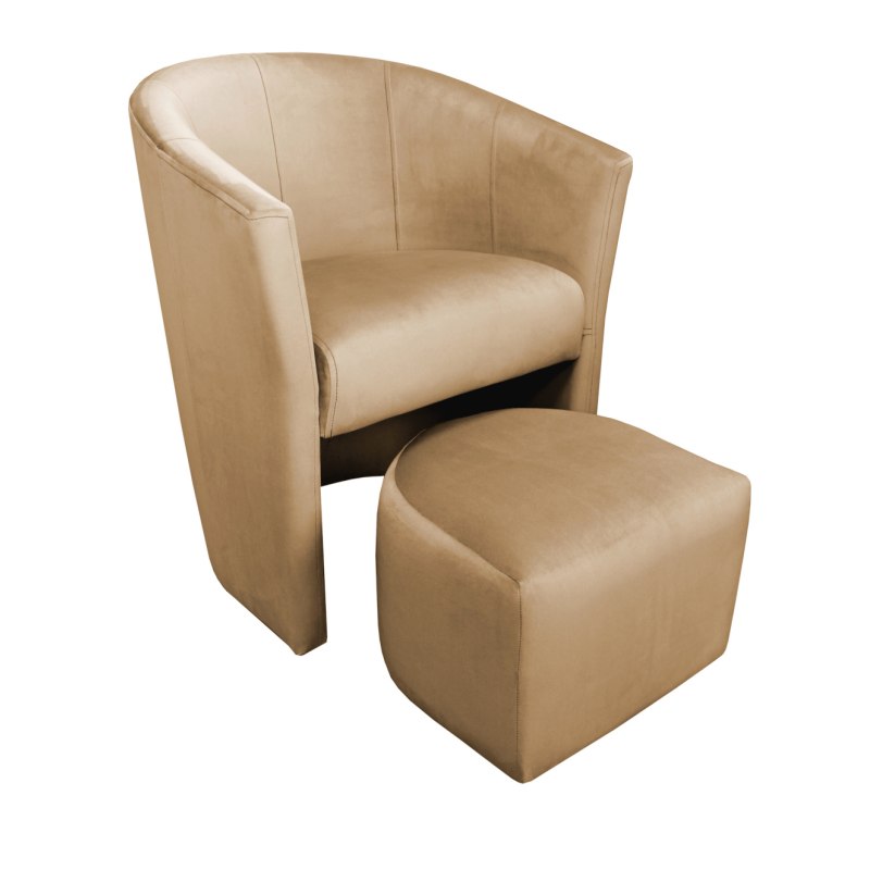 Fotel CLUB z podnóżkiem tkanina Welur