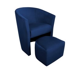 Fotel CLUB z podnóżkiem tkanina Welur