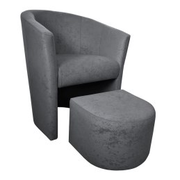 Fotel Club z podnóżkiem tkanina Mikrofaza